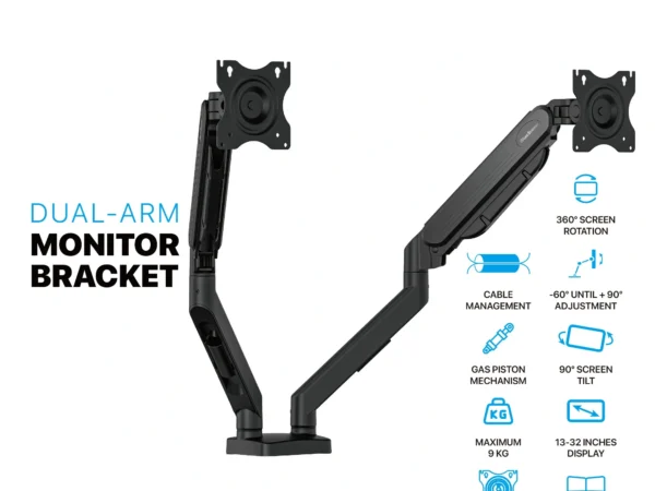 FANTECH Workstation MBD1 Dual Arm Monitor Stand Up to 32-inch Monitors